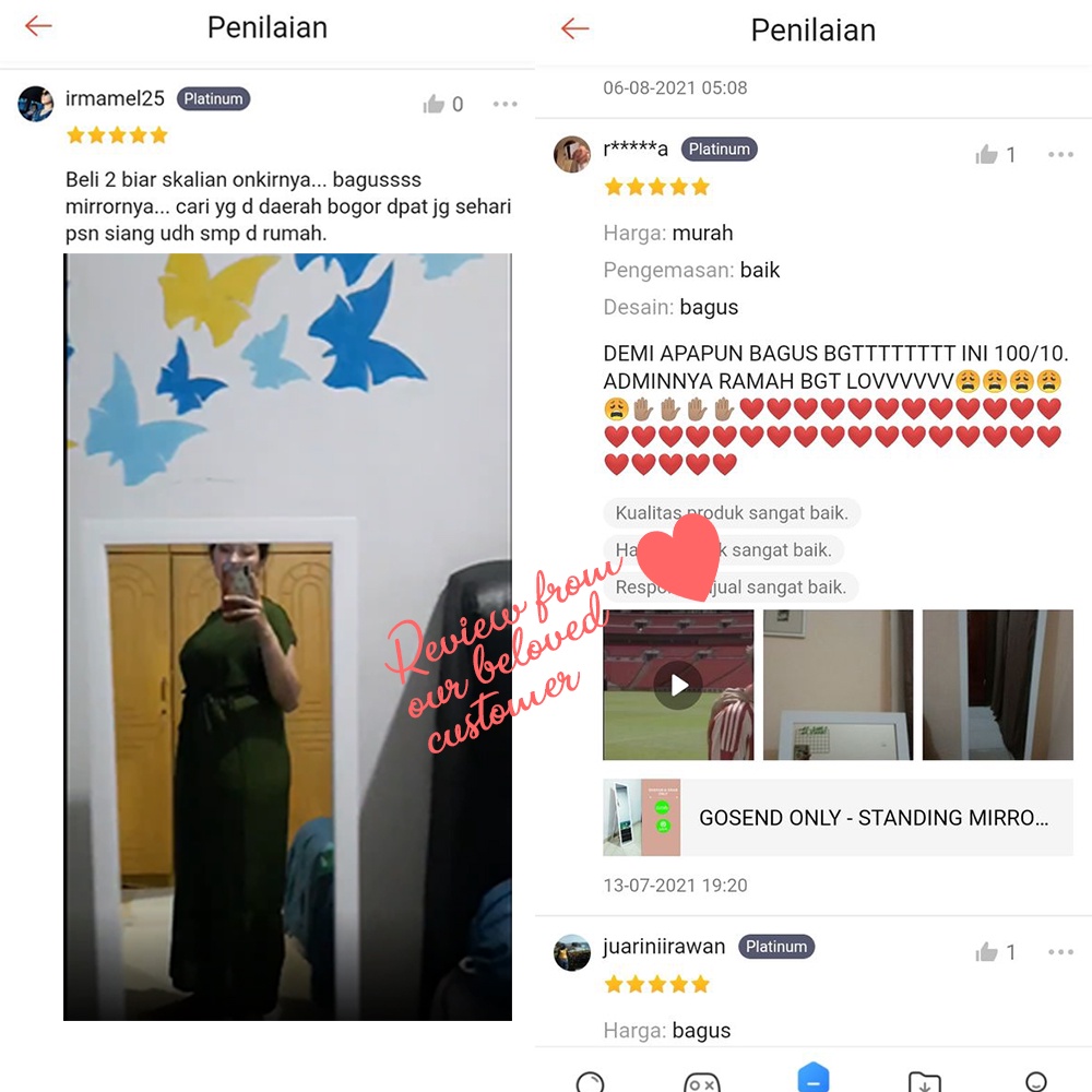 GOSEND ONLY - STANDING MIRROR / CERMIN / CERMIN STANDING / CERMIN GANTUNG / CERMIN DINDING / CERMIN FULL BODY UK 127 X 35 CM / 95 X 35 CM / CERMIN BERDIRI FULL BODY KACA STANDING / KACA STANDING FULL BODY / KACA CERMIN FULL BODY / KACA-7