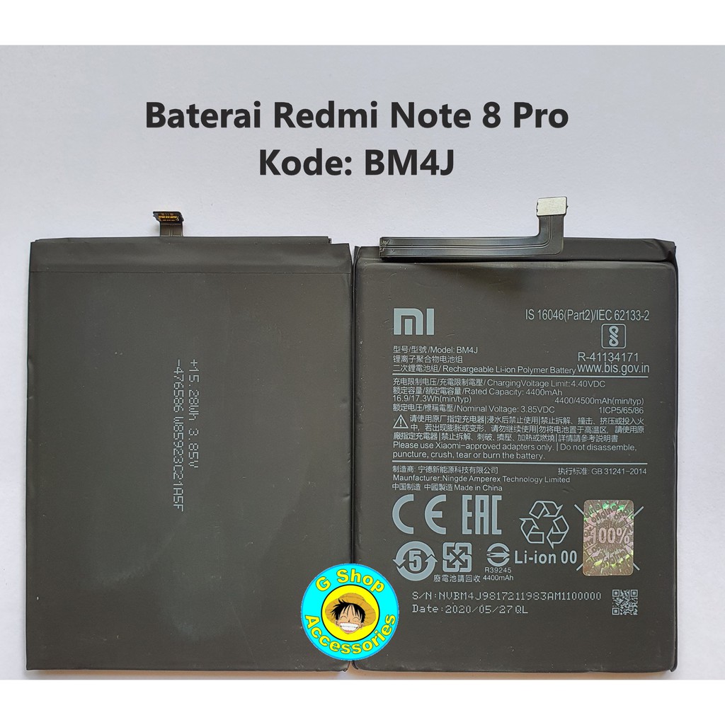 Baterai Battery Original Redmi Note 8Pro BM4J Redmi Note 8 Pro Batre