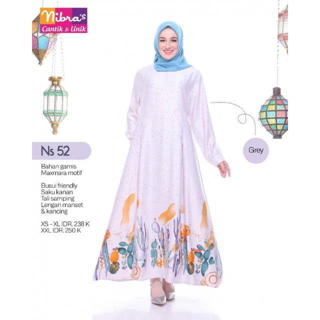 PROMO GAMIS NIBRAS NS 52 PEACH BROKEN WHITE DRESS BAJU BUSANA MUSLIM MUSLIMAH WANITA DEWASA BUSUI FR