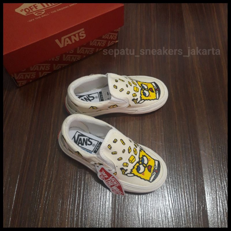 Sepatu Anak Vans Motif Spongebob Warna Cream