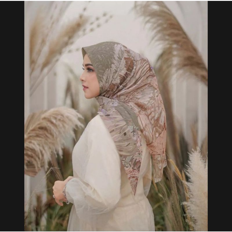 sale hijab segiempat motif Parsha Hijau mint  jilbab voal kerudung