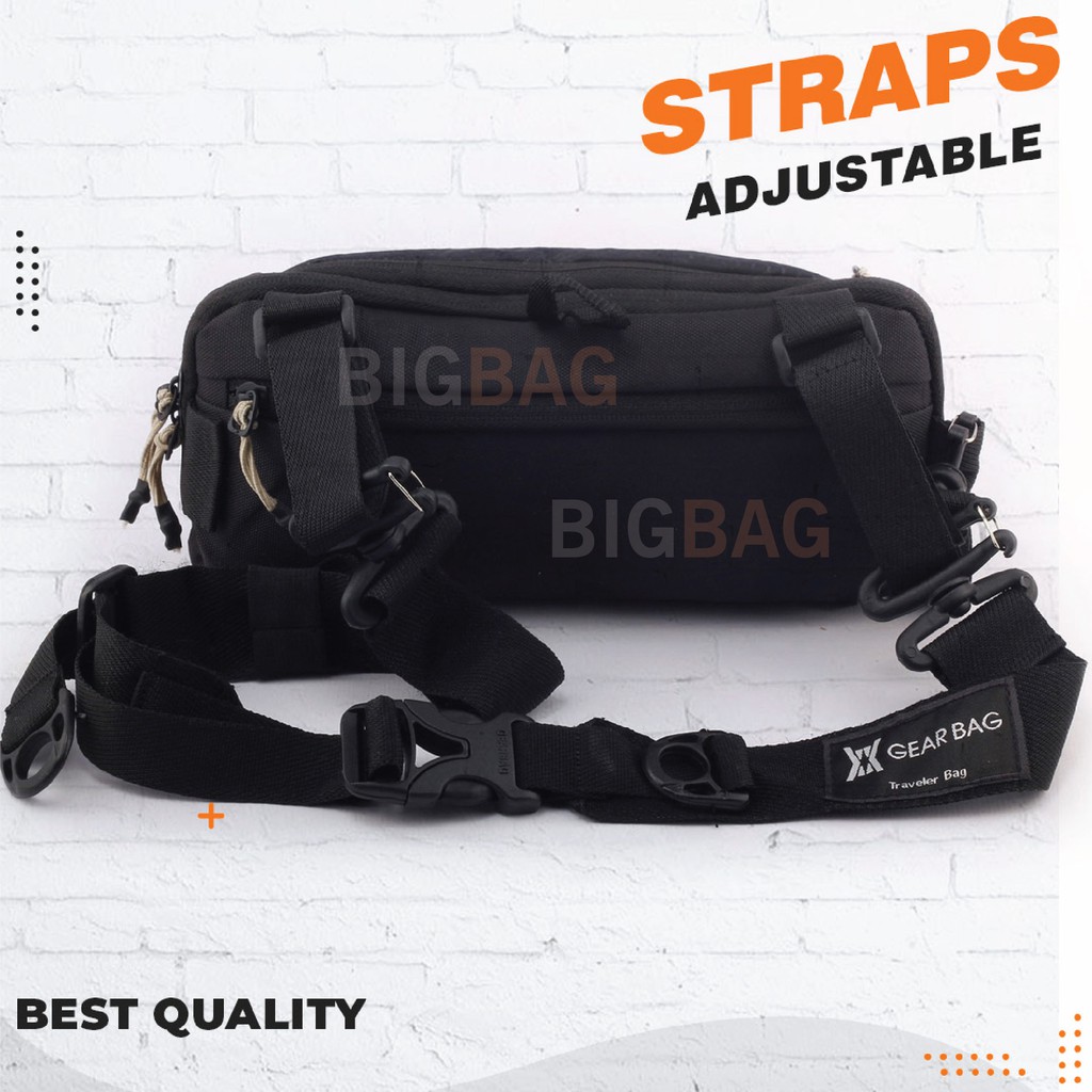 2 IN 1 PORT - Gear Bag HAGO Port 13137 - WITH EARPHONE HOLE + USB  Waistbag Selempang Pria