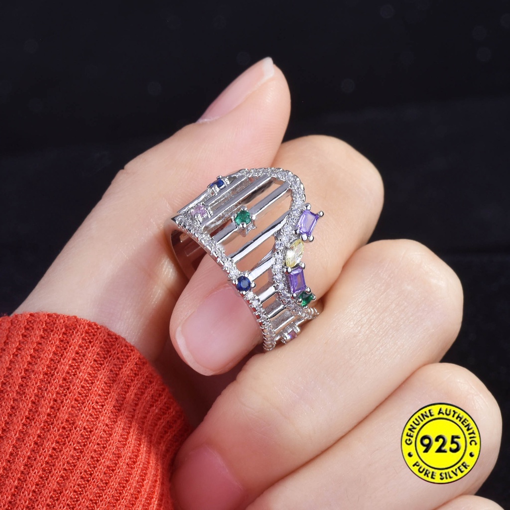 Cincin Model Terbuka Adjustable Bahan S925 Silver Untuk Wanita