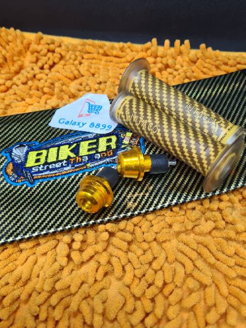 Kulit Jok Karbon Gold + Jalu Stang + Handgrip Karbon Kitaco