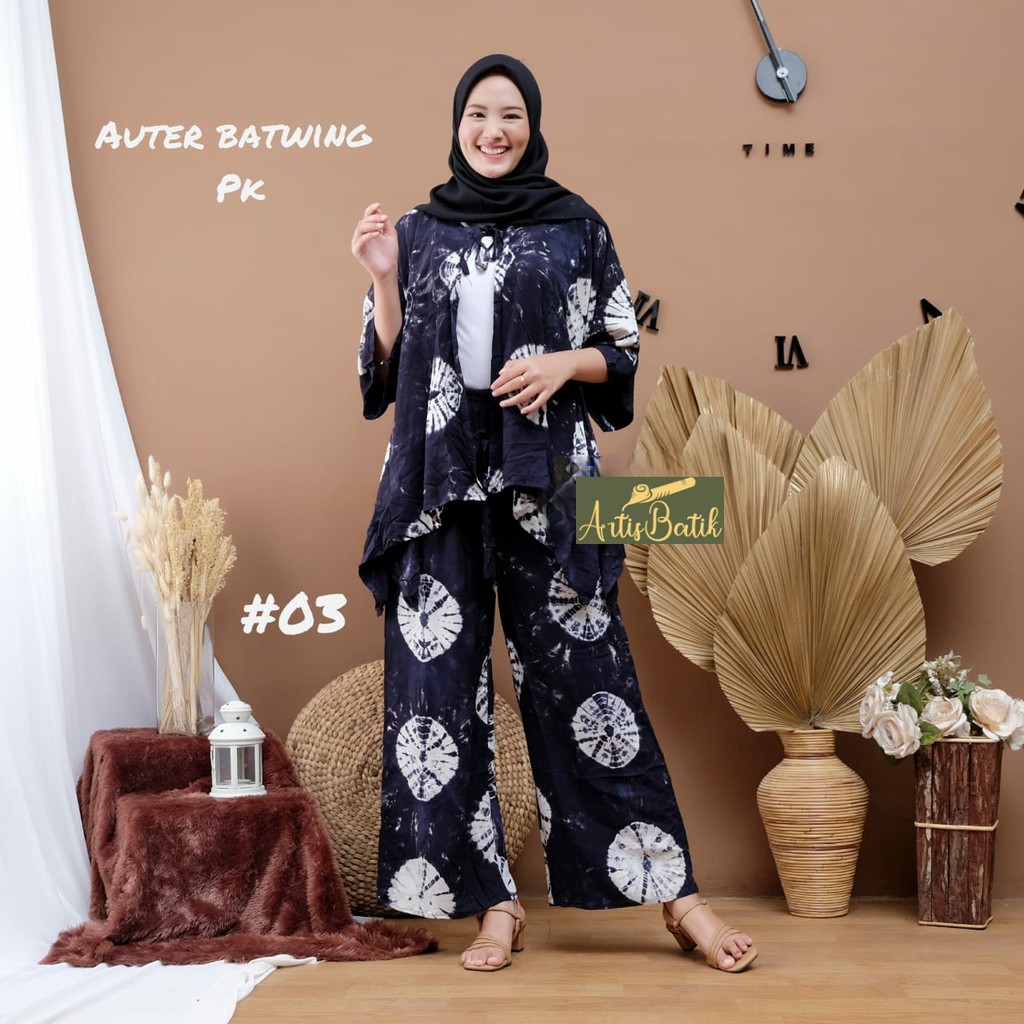 #03 LOUNGEWEAR AUTER BATWING TIEDYE PIYAMA TIE DYE SETCEL SHIBORI SUPER JUMBO XXXXXL LD 140 SETELAN