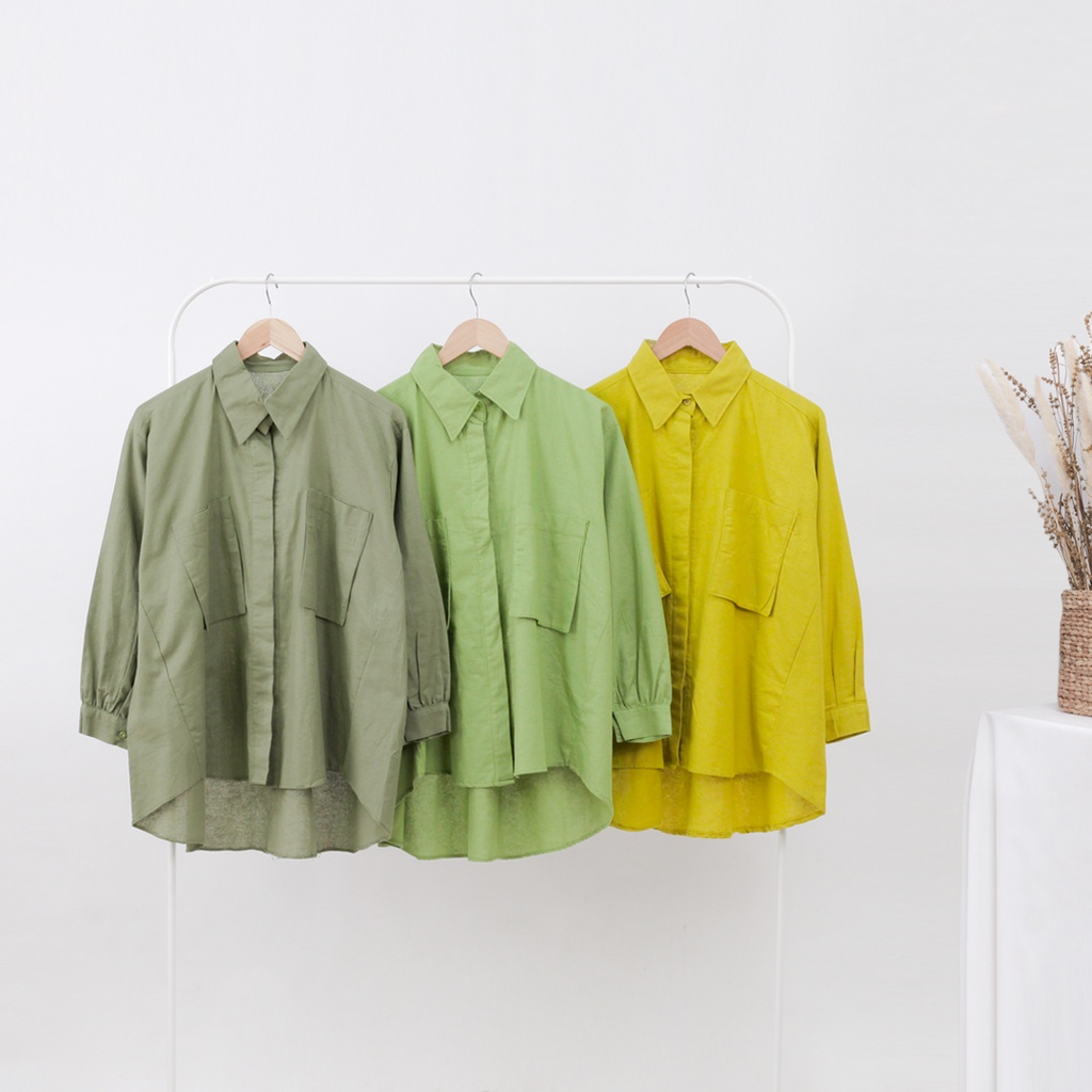 Kemeja Wanita Kantong Dua Rami Genevra-1