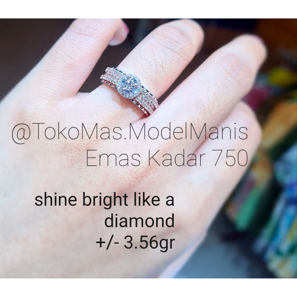 Cincin Roxe Swarovski Emas putih kombinasi Rosegold Kadar 750