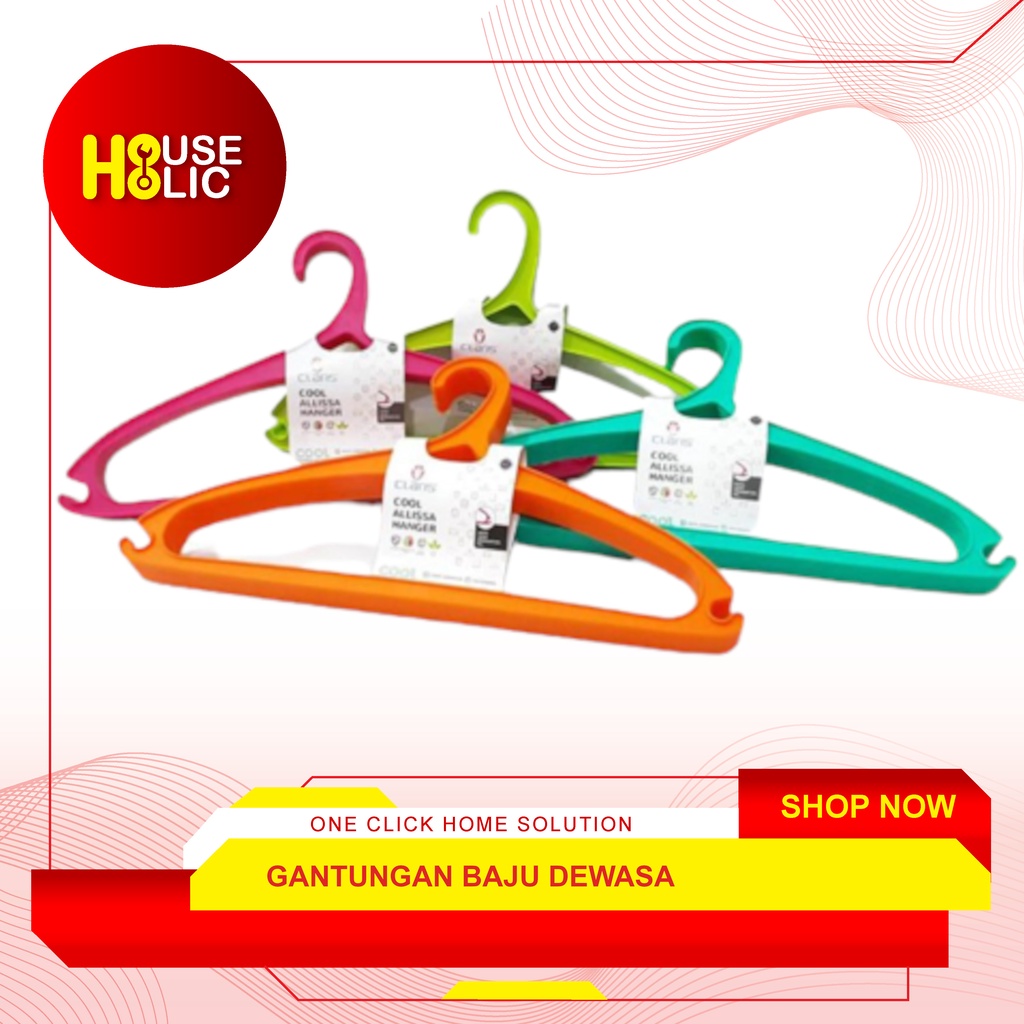 Gantungan Baju Pakaian Dewasa Plastik / Hanger Allissa Set 6 Pcs