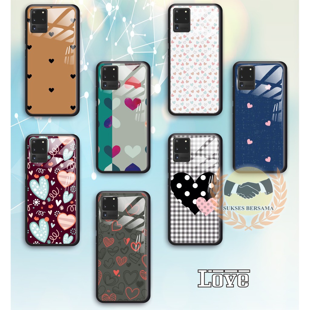 Back case glass LOVE Samsung J2prime G530prime A20 A30 A20s A50 A50s A21s A01 A11 A31 A51 M11 BSB932