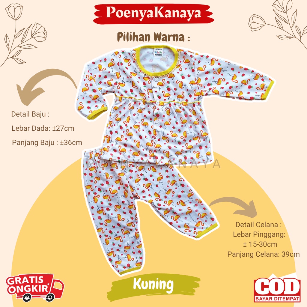 Setelan Baju Bayi Piyama Bayi Panjang Perempuan FLAMINGGO 2 SYIFANA 3-12 bln SPY111