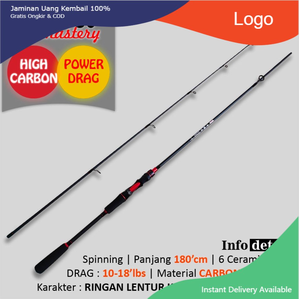 Joran Pancing Ul Red Spinning-BaitCsting 180cm-210cm-240cm Joran pancing kolam sungai danau Pantai L