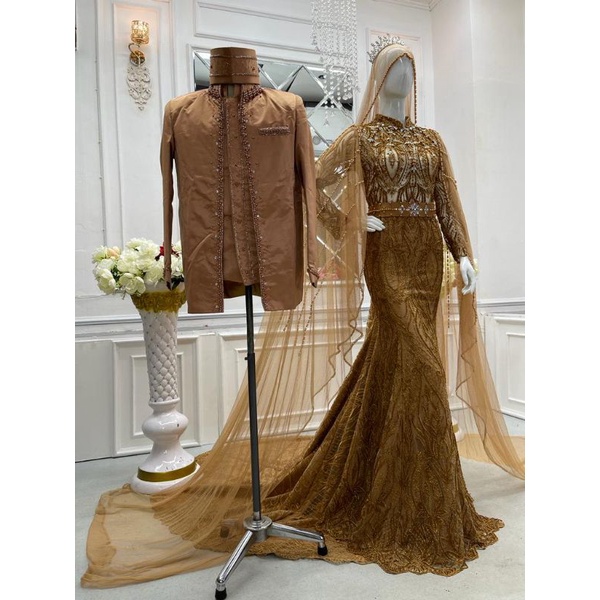 TERBARU//KEBAYA AKAD KOMPLIT TERMURAH//COUPLE SET DUYUNG PREMIUM BEREKOR //BESKAP//KEBAYA