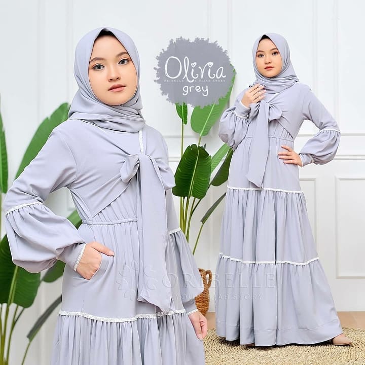 Baju Gamis Anak Perempuan OLIVIA KIDS Terbaru 2021/Gamis anak kekinian/Gamis anak modern 2021
