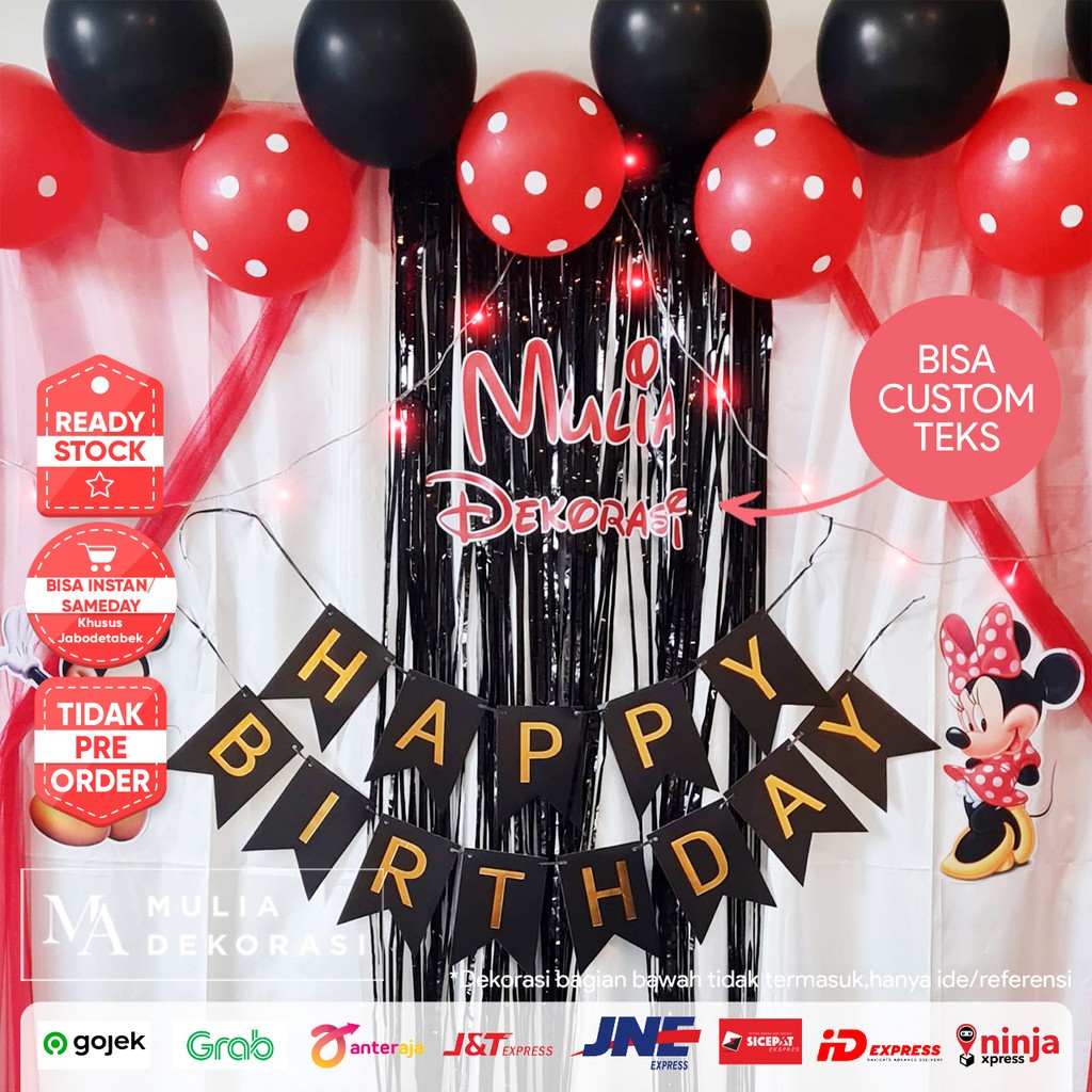 Dekorasi Backdrop Background Photobooth Ulang Tahun 1set Pesta Anak Tema Minnie Mouse