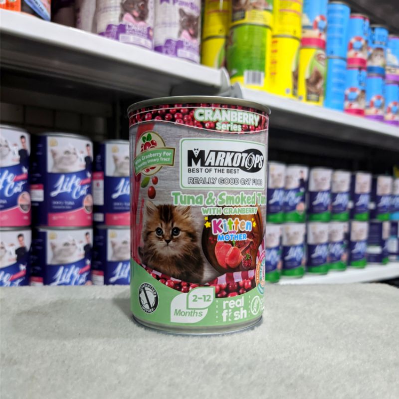 Markotops Kaleng Kitten & Mother 400gr - Tuna Smoked Tuna with Cranberry