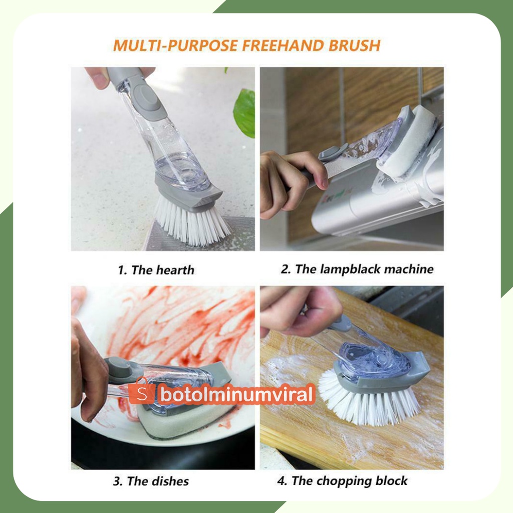 Sikat Cuci Piring Tongkat Cuci Piring Dispenser 2 in 1 Brush Sponge Premium