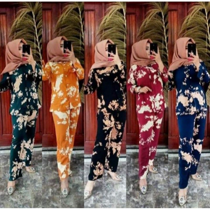 [BISA COD] Setelan Tie Dye Lengan Pajang Harga Grosir