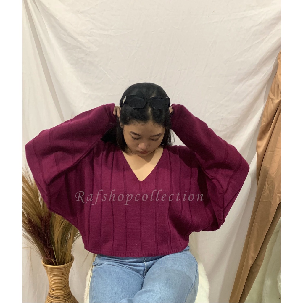 ZEEYA crop_Sweater crop premium7GET_crop wanita_Oversize Sweater Crop