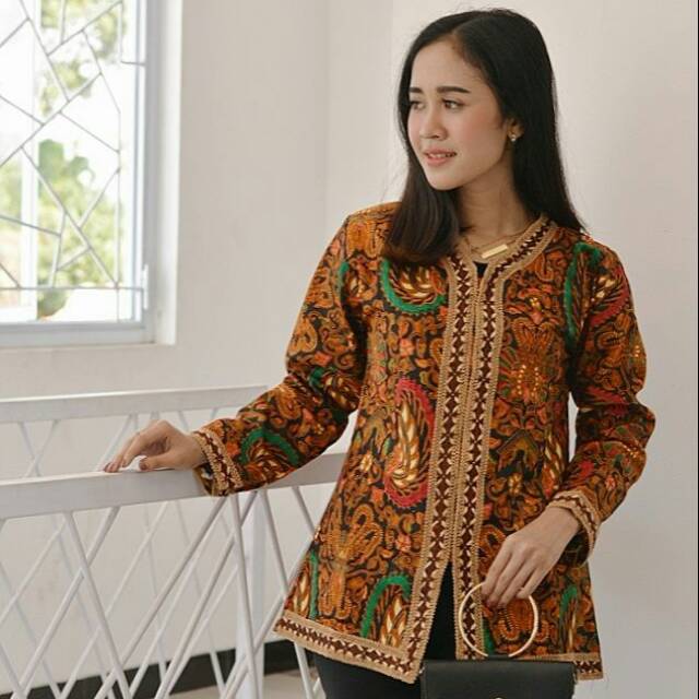 BLOUSE BATIK ATASAN PEREMPUAN SOGAN