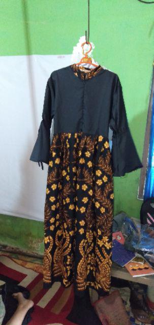 Dt Collection - Batik Gamis Katun Mix Ballotely Motif Cendrawasih Busana Muslim Wanita/cewekbaju Mus