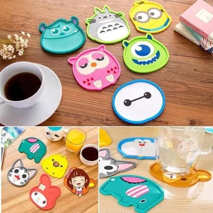 Tatakan Gelas Karakter Kartun / Placemat For Glass &amp; Cup / Coaster - Random