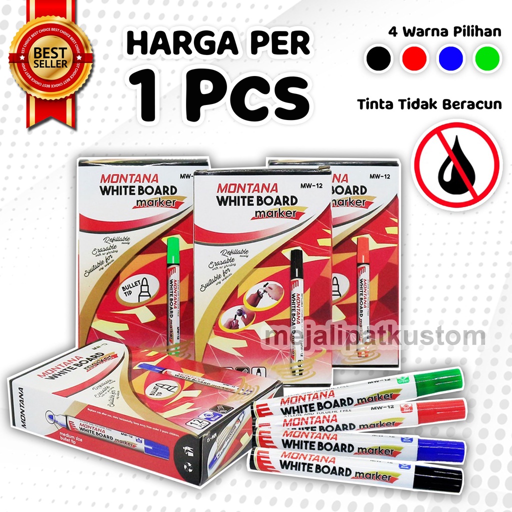 

Spidol Sepidol Whiteboard Marker Black-Hitam, Red-Merah, Blue-Biru, Green-Hijau, Bisa dihapus tidak permanen, Bisa di isi ulang, Tidak beracun