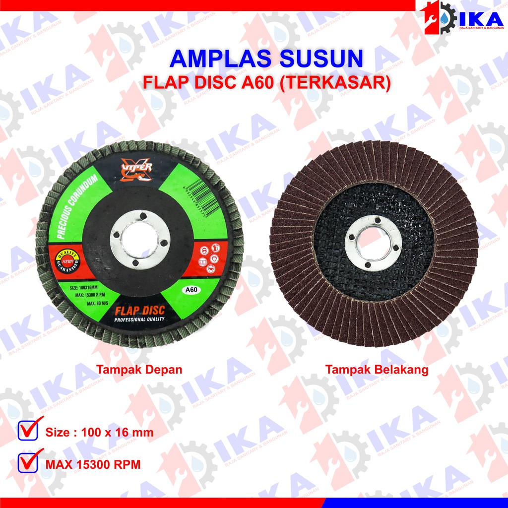 Amplas Susun 4&quot; / FLAP DISC 100x16mm Gerinda Amplas Susun 4inch Amplas Susun 4&quot; / FLAP DISC 100x16mm Grid 40-400 Mata Batu Gerinda atau Grinda Kertas Amplas Susun Bulat