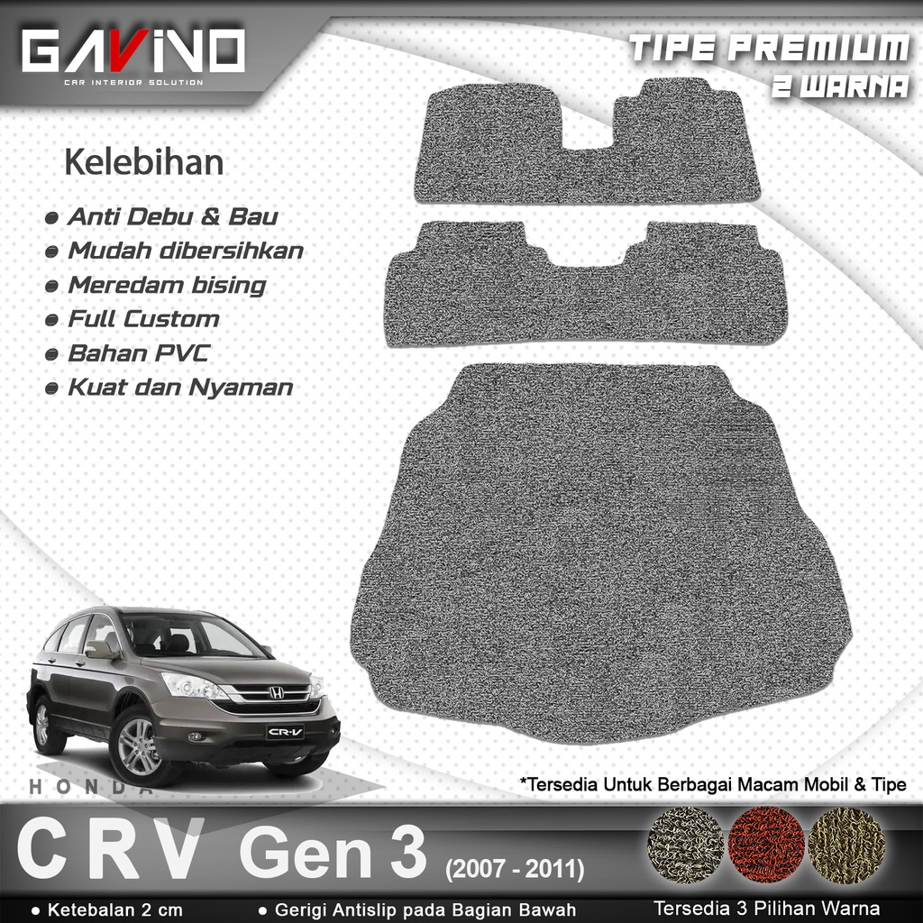 Karpet mobil PREMIUM HONDA CRV GEN 3 / mie bihun 2 WARNA / coilmat / PRESTIGE / aksesoris mobil hond