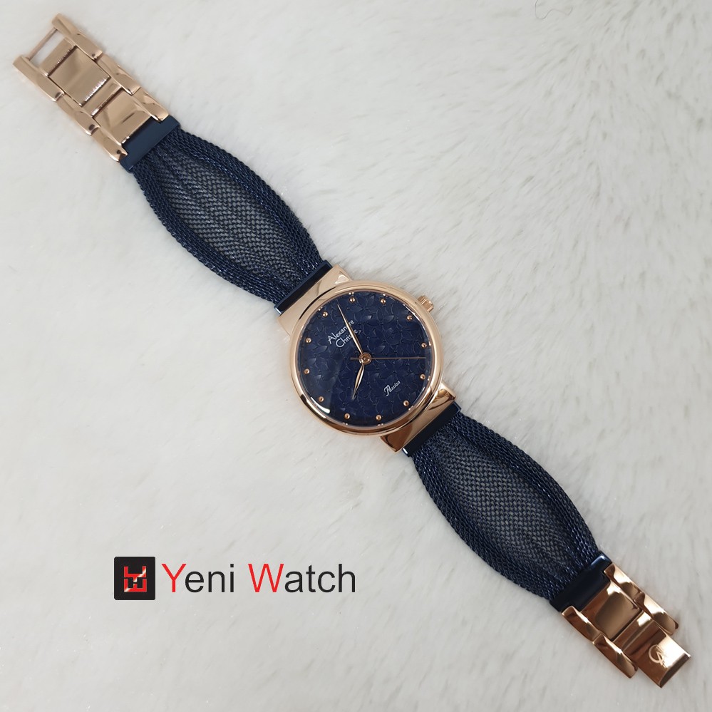 Alexandre Christie Ac2779 Rosegold Blue Jam Tangan Wanita Original Arloji Fashion