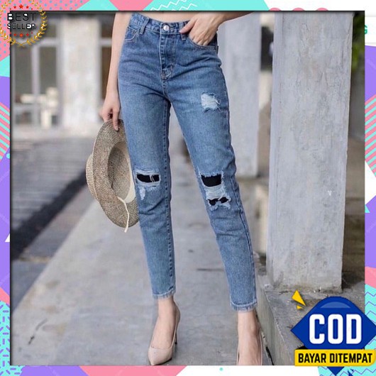 Kulot Jeans Bawahan Celana Hw Jins Kulot Celana Boyfriend Polos Jumbo  Fwr - Petra Boyfriend Jeans