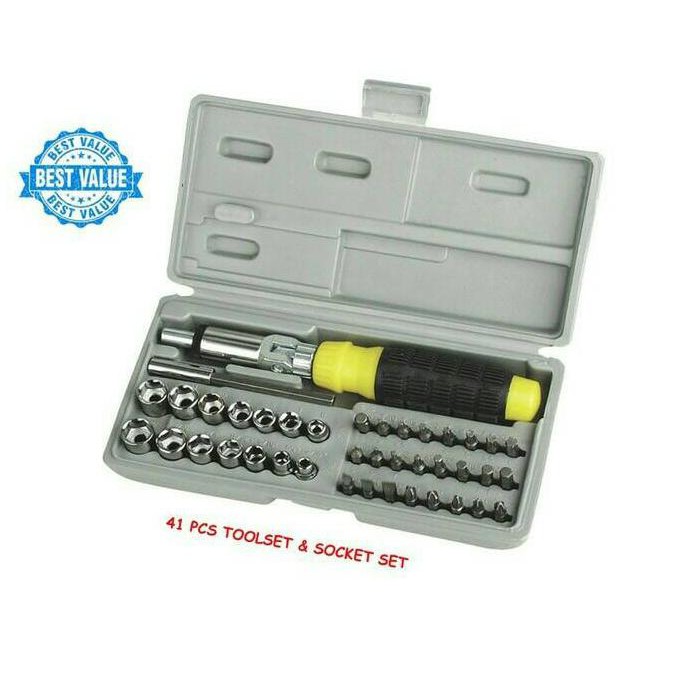 Diskon Besar 41 Pcs Tool Set Kunci Sock Obeng Shock Alat Bengkel 41 In 1 Termurah