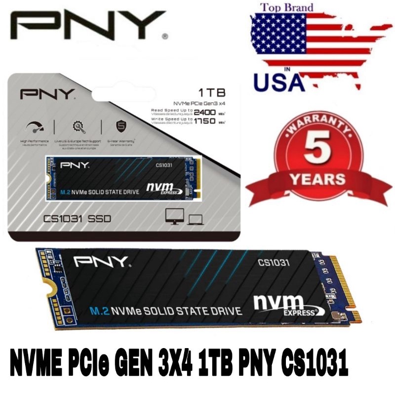 PNY SSD NVME 1TB CS1031 PCIE Gen 3x4 M.2 2280