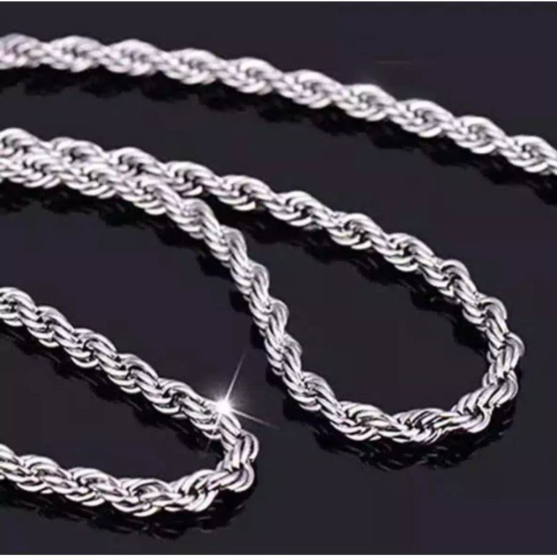 kalung tambang silver / kalung titanium pria terbaru