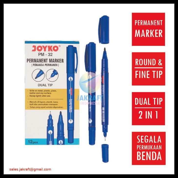 

Spidol Permanen Biru Joyko 2 In 1 Blue Permanent Marker Pm-32 Kode 1434