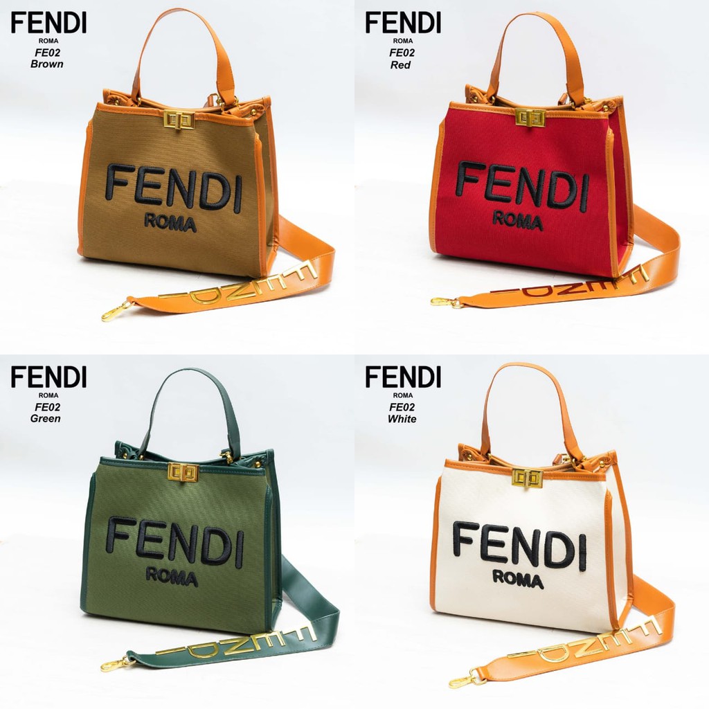 Tas FENDI FE02 Canvas Peekaboo X Tote Bag