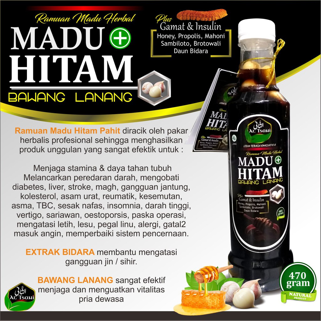 

TERMURAH...(COD) Madu Hitam Pahit Bawang Lanang Attsani