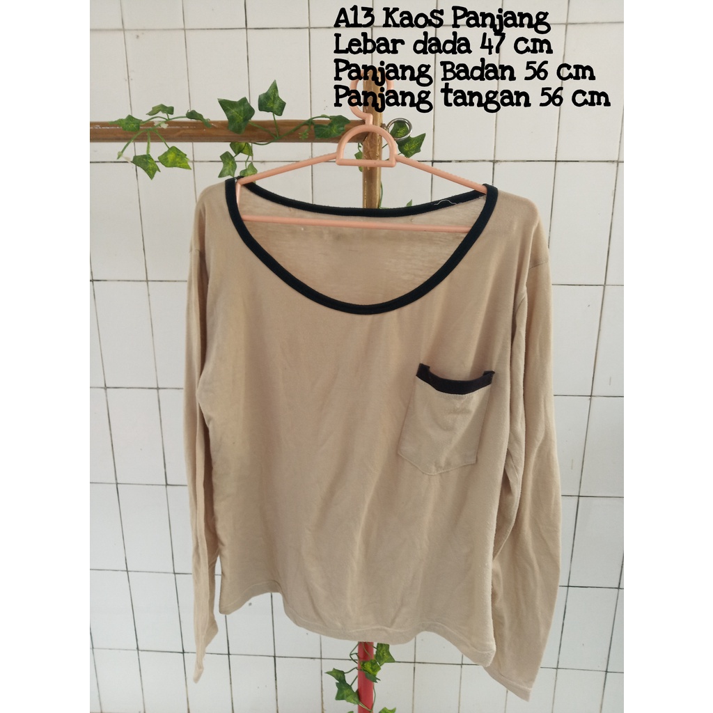 kaos lengan panjang coklat susu muda a13