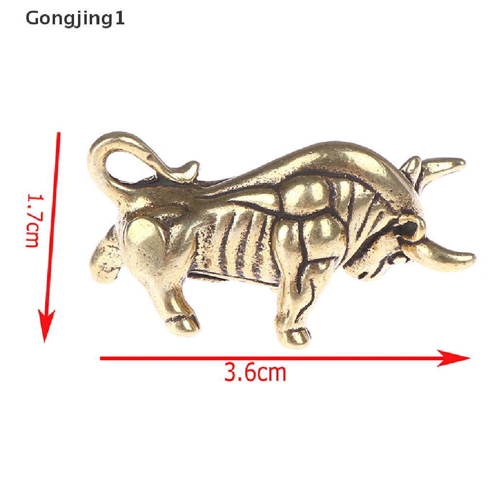 Gongjing1 1pc Ornamen Patung Banteng Mini Portable Bahan Kuningan Gaya Retro