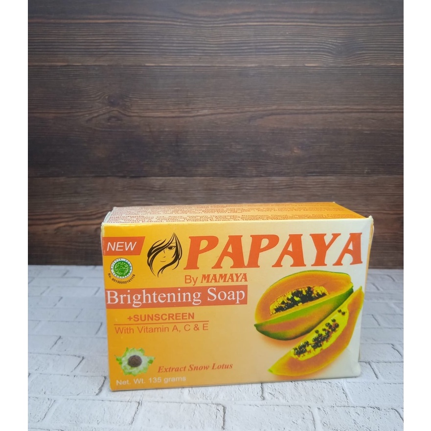 Sabun Papaya Mamaya 135gr Original Brightening Soap + Sunscreen Extract Snow Lotus Mencerahkan dan Menghaluskan Kulit