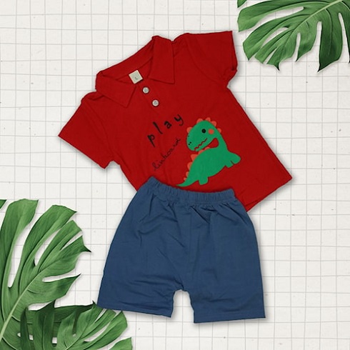 Setelan Play Green Dinosaurus K5