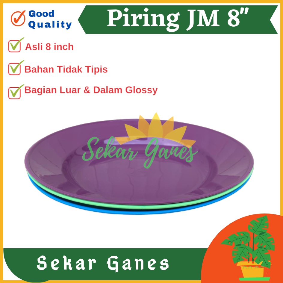 Piring Plastik JM 8 Inch Warna Biru Hijau Ungu - Piring Kecil Besar Set Makan Plastik Acara Pesta Melamin Rotan Murah - (1 pcs) Piring makan plastik ukuran 8&quot; super warna pekat murah grosir