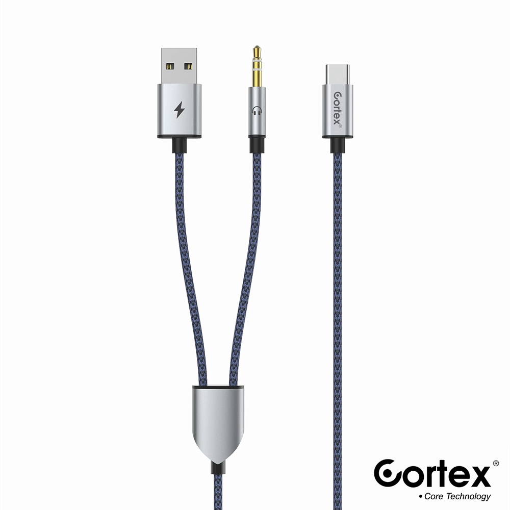 Cortex MH264 Type-C to Jack 3.5mm with USB Charging / Tipe C Audio + Charger Kabel 1.2Meter