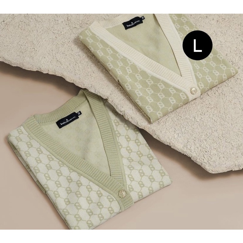 ❌SOLD❌ SIGNATURE MONOGRAM CARDIGAN PISTACHIO Size L Buttoscarves x Benang jarum