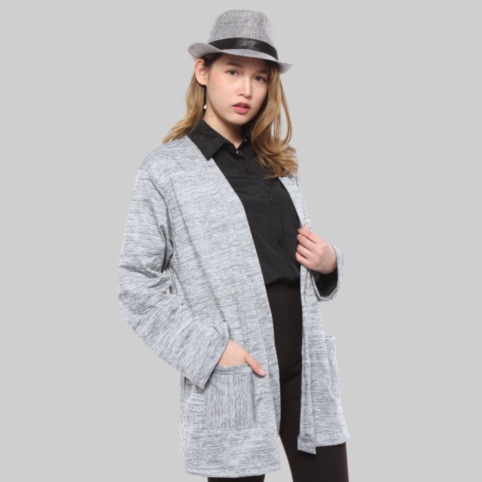 JAKET WANITA Monellina CR.GIGI Cardigan XL Murah Wanita Kekinian - Abu, L KEKINIAN TERLARIS PARASUT 
