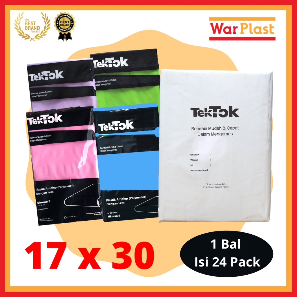 Plastik Polymailer Amplop Plastik Packing TekTok - Uk S 17x30 1 Ball isi 24 Pack