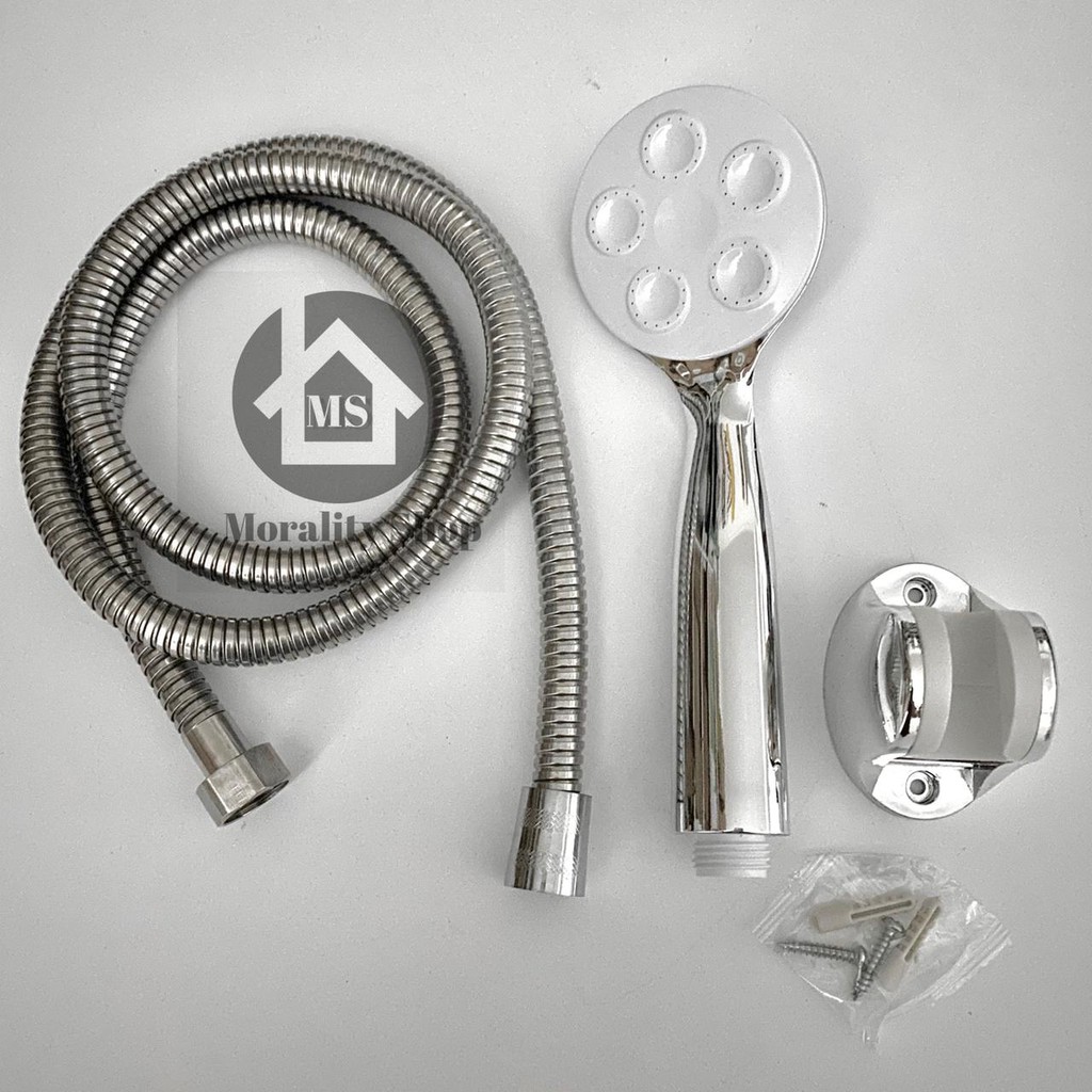 Handshower Slim Set Murah HS05 Chrome - Handshower Semprotan Mandi Set Murmer Slim Bulat Crome Q30