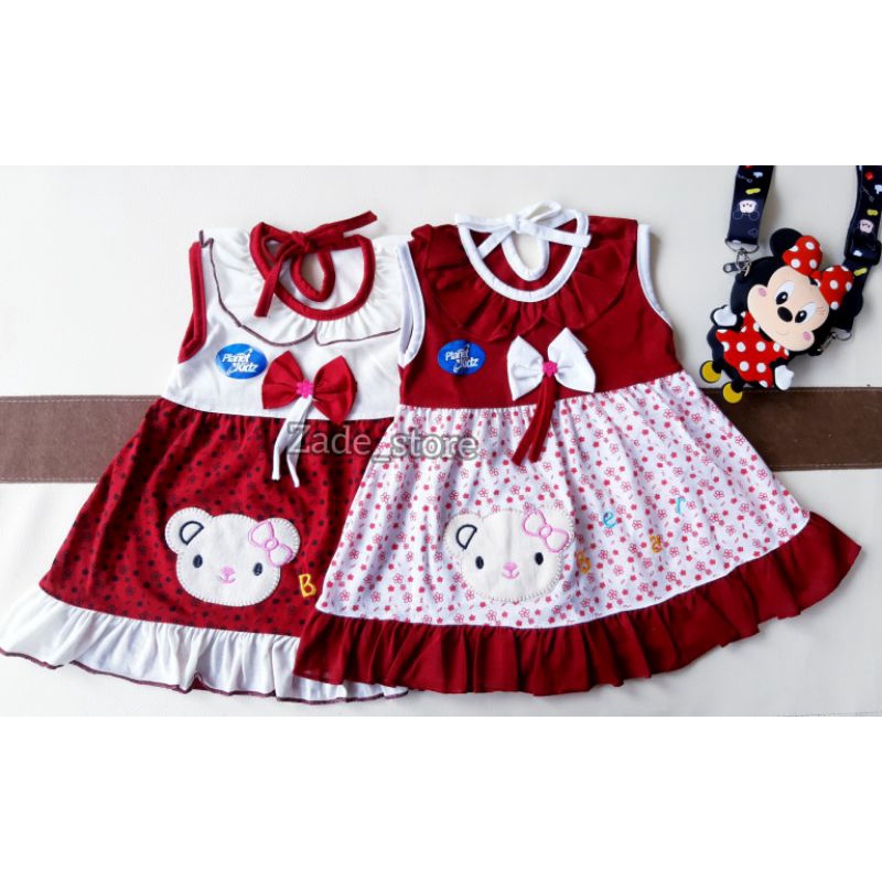 Dress bayi FREE BANDO Planet kidz 0-12 bulan baju bayi newborn tanpa lengan baju anak perempuan rok bayi daster anak gaun pesta bear ootd bayi lengan kutung