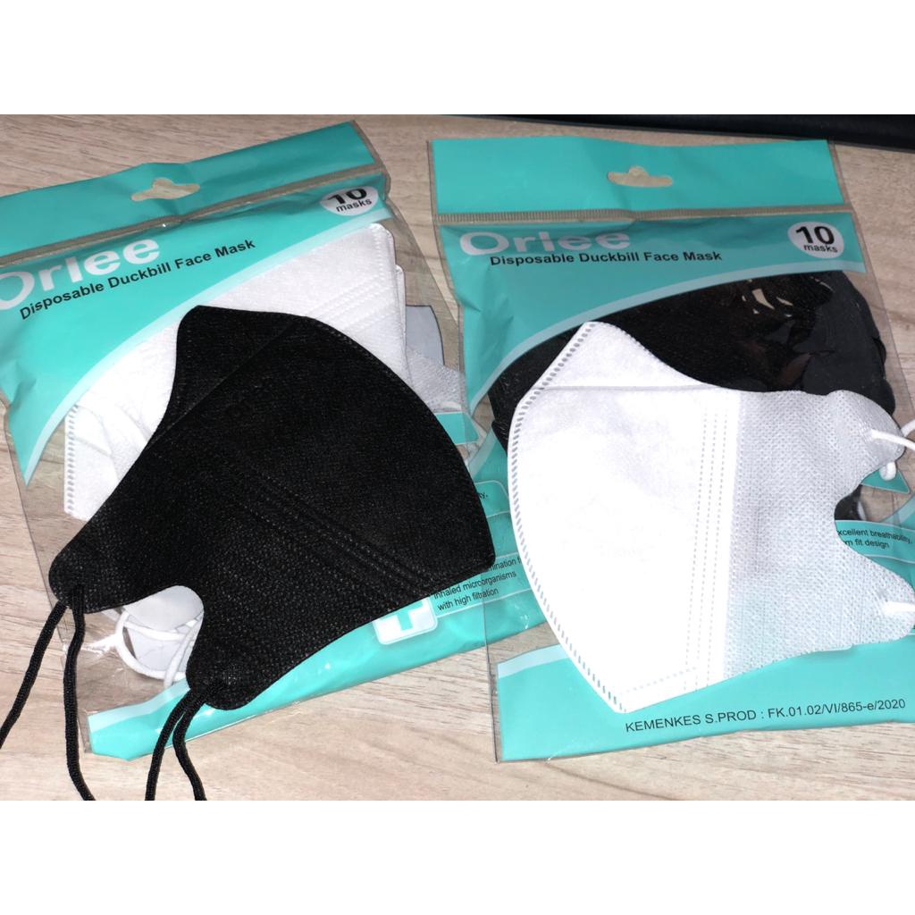 MASKER HIJAB MODEL DUCKBILL ORLEE ASLI 10 pcs // DUCKBILL HITAM PUTIH TERBAIK!!!