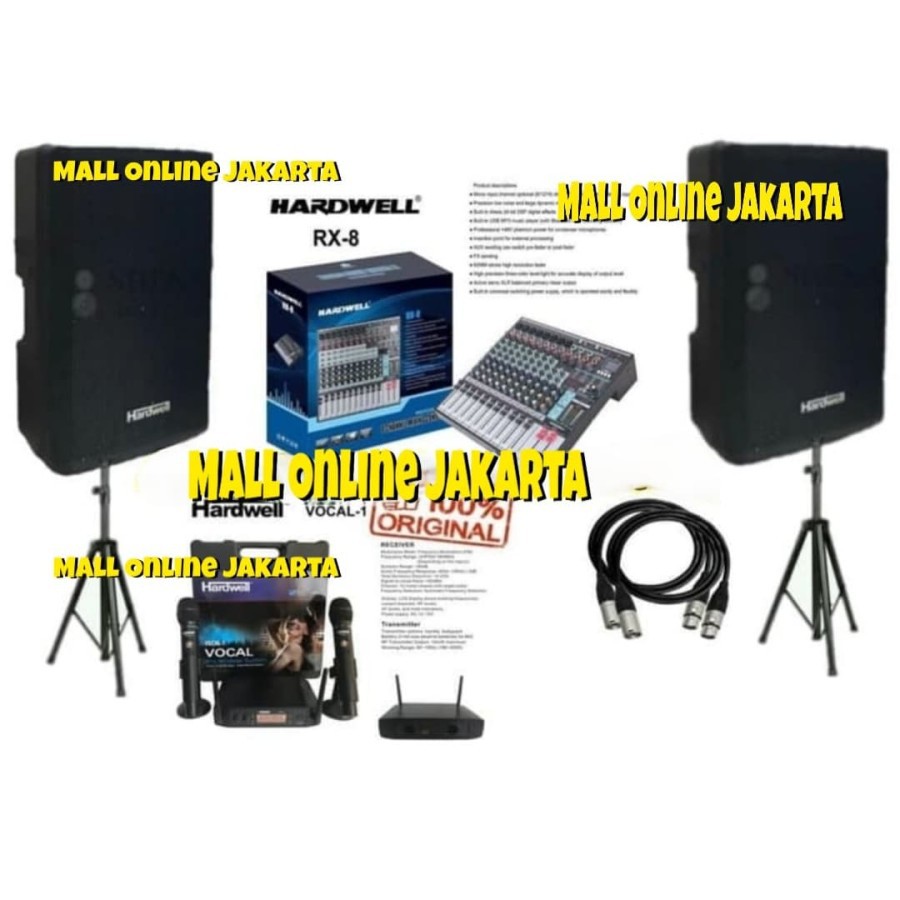 Paket karaoke Hardwell Original full 15 inch bluetooth audio system
