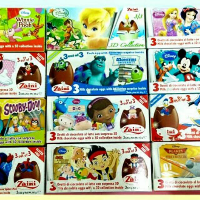 ZAINI Surprise Eggs Chocolate/Coklat telur isi Mainan (Macam2 Varian) Free gluten Made Italy